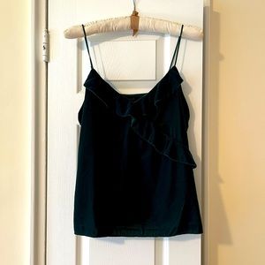 J Crew forest green velvety top, spaghetti strap